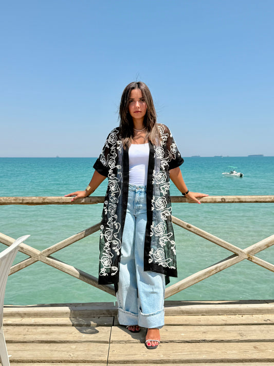 Airy Kimono | Black & White